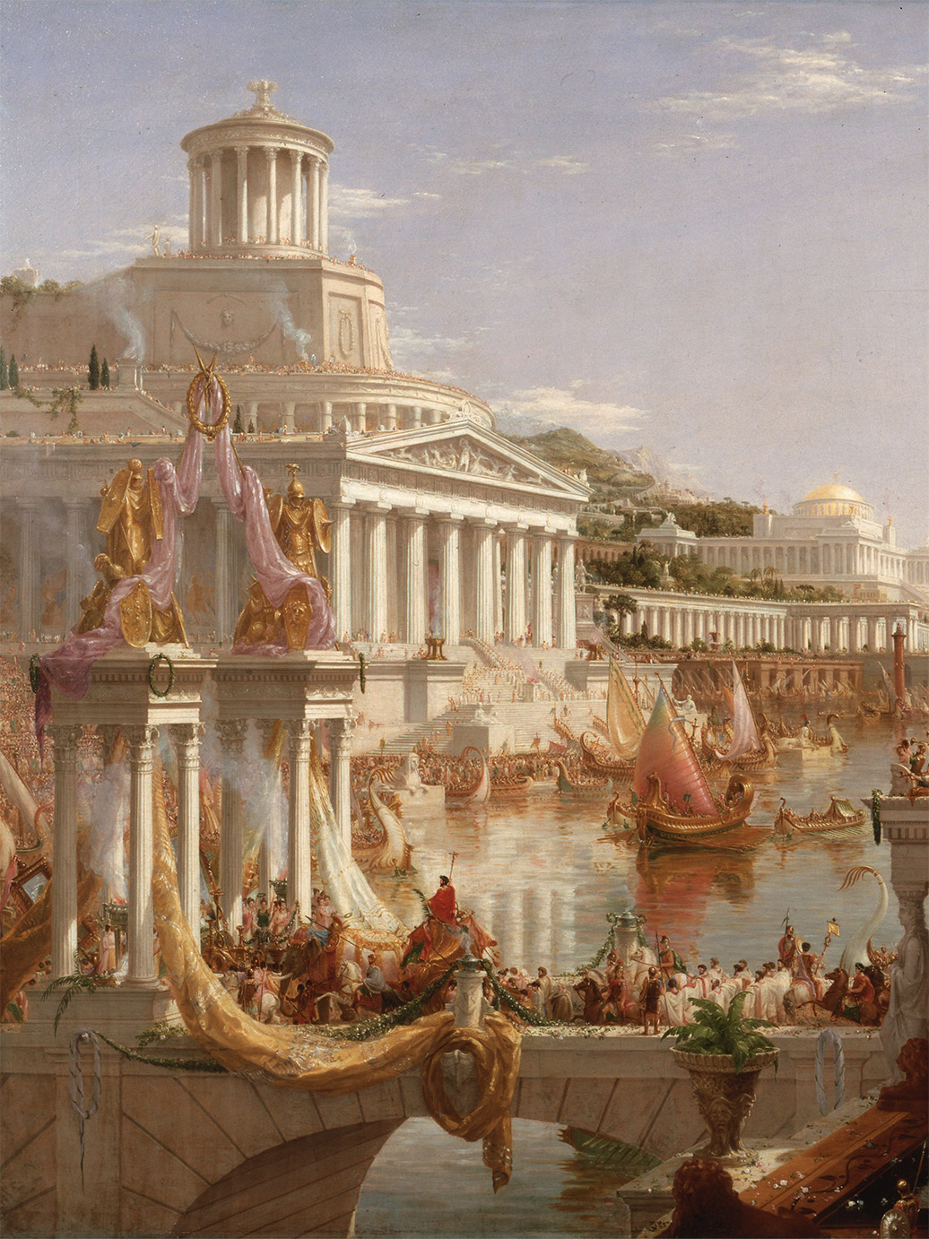 Pintura com a queda do imperio romano de Cole Thomas