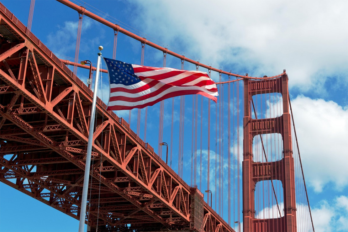 bandeira americana ponte de aço e o aumento da tarifa de importação