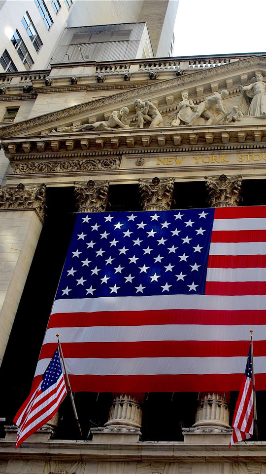 bandeira americana sobre a bolsa de valores