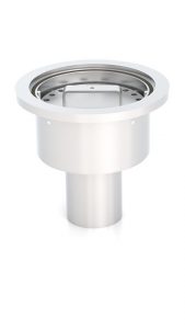 ralo sifonado em aço inox para laboratórios no fundo branco