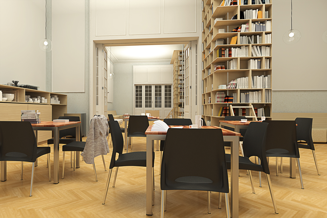 Cadeira Preta Restaurante Biblioteca