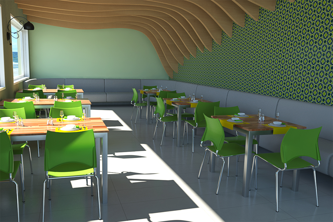 Cadeira verde para restaurantes inox Alezzia